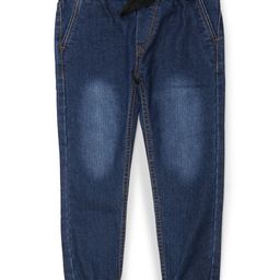 Urbano Juniors Boys Navy Blue Slim Fit Washed Denim Joggers-image-14