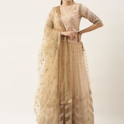 Ethnovog Pink Embellished Sequinned Made to Measure Lehenga  Blouse With Dupatta-17