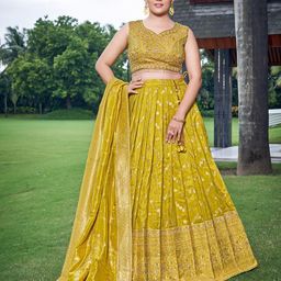 CHANSI Ethnic Motifs Embellished Ready to Wear Lehenga & Blouse With Dupatta-picture-4