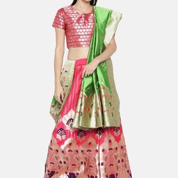 flaher Pink Semi-Stitched Lehenga & Blouse with Dupatta-image-34