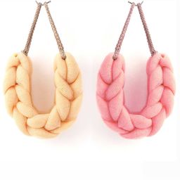 MAJESTIQUE Set of 2 Stretchable Mesh Long Bath Belt Loofah - Blue & Pink-54