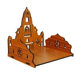 Ekhasa Kashi Vishwanath Inspired Brown Wooden Pooja Mandirfor Home-image-36