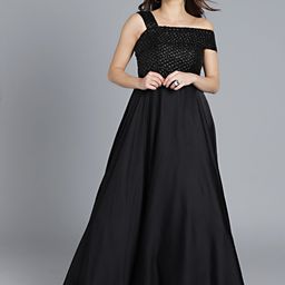 Ethnovog Black Custom Made Sequinned Made to Measure Cocktail Gown-picture-21