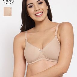 Inner Sense Beige Full Coverage Organic Cotton Anti-Odour T-shirt Bra-56