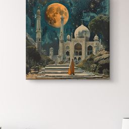 Myntra Elegant Homes Orange Colored & Black Tajmahal Printed Canvas Wall Art-image-32