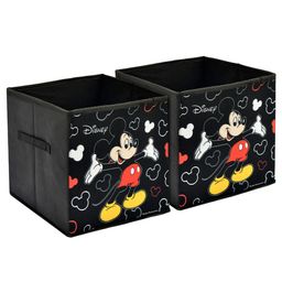Kuber Industries Set Of 2 Black Disney Mickey Mouse Printed Foldable Storage Boxes With Handle-50