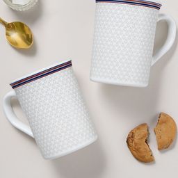 Larah by BOROSIL Premia Series Starlight White 2Pcs Printed Opalware Mugs 350ml Each-55