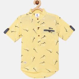 TONYBOY Boys Yellow Pure Cotton Premium Regular Fit Printed Casual Shirt-image-69