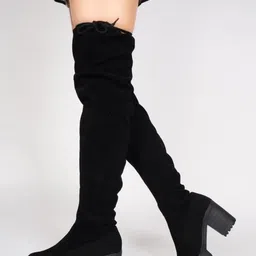 TRYME Women High Top Above Knee Length Block-Heeled Regular Boots-image-88
