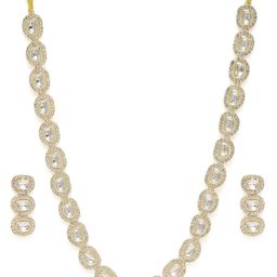 Peora Ruby & Cubic Zirconia Studded Necklace Set-image-83