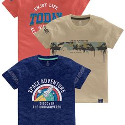 CODEZ Boys Multicoloured Typography Printed Pockets T-shirt-22
