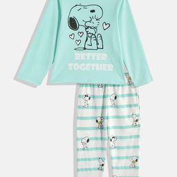 Here&Now X Denikid Girls Pure Cotton Peanuts Printed T-shirt with Striped Leggings-image-38