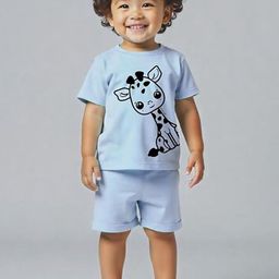 Minicult Kids Animal Printed Round Neck Pure Cotton T-shirt With Shorts-49