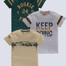 BAESD Boys Pack Of 3 Typography Printed Pure Cotton T-shirt-image-80