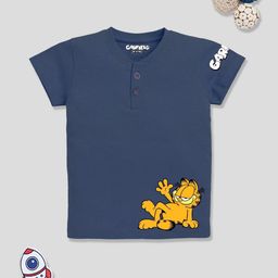 YK X Minute Mirth Boys Garfield Printed Pure Cotton T-shirt with Henley Neck-image-32