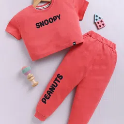 YK X Minute Mirth Girls Peanuts Printed Pure Cotton T-shirt With Joggers-image-26