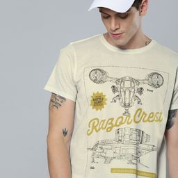 Kook N Keech Star Wars Men Beige & White Mandalorian Printed Round Neck T-shirt-image-103