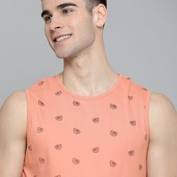 Mast & Harbour Men Peach-Coloured & Black Snail Print Cotton Round Neck T-shirt-picture-16