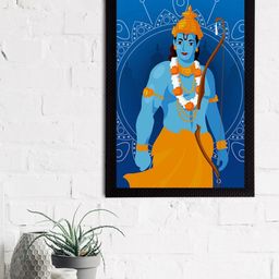 eCraftIndia Blue & Gold-Coloured Lord Ram Satin Matt Texture UV Art Painting-image-75