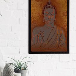eCraftIndia Brown Meditating Lord Buddha Satin Matt Texture UV Wall Art-image-96