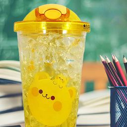 YK Yellow Cartoon Characters Printed Frosty Ice Cup Tumbler Sipper Water Bottle -450ml-picture-38