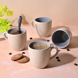 Storepedia Grey & Beige Solid Ceramic Matte Cups Set of Cups and Mugs-21