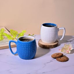 Storepedia Blue & White Solid Ceramic Matte Cups Set of Cups and Mugs-56