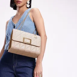 Mast & Harbour Textured Structured Shoulder Bag with Quilted-46