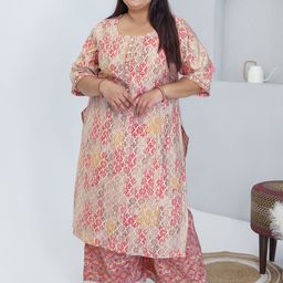 EXTRA LOVE BY LIBAS Plus Size Ethnic Motifs Printed Regular Kurta With Palazzos-image-17