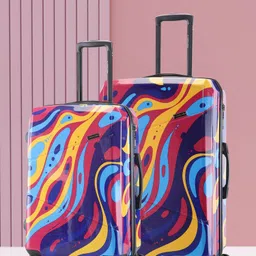 Nasher Miles Set Of 2 Pink & Blue Printed Hard-Sided Trolley Bags-24