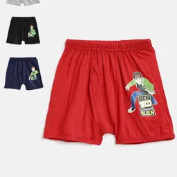 Bodycare Kids Boys Pack of 4 Solid Trunks with Ben 10 Print Detail 953ABCD-60-image-11