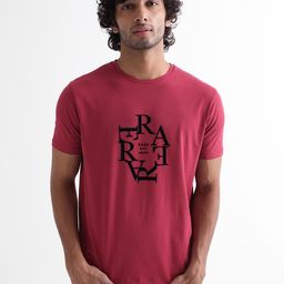 RARE RABBIT Men Burma Typography Printed Round Neck Slim Fit Cotton T-Shirt-image-30
