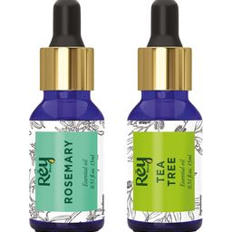 Rey Naturals(r) tea tree oil & Rosemary essential oils - Pure Natural (15 ml + 15 ml)-15