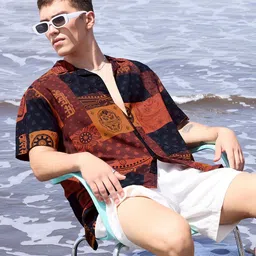 The Souled Store Brown Relaxed Graphic Printed Casual Shirt-image-80