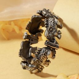 Saraf RS Jewellery Women Silver-Toned Brass Oxidised Bangle-Style Bracelet-41