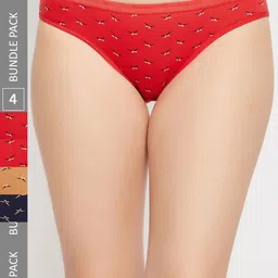 SECRETS BY ZEROKAATA Women Pack of 4 Assorted Printed Cotton Basic Briefs-image-83