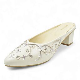 SHRIVAS BY ARCHITA MEHTA Embellished Round Toe Block Heeled Mules image 2