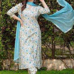 Libas Floral Printed Straight Gotta Patti Pure Cotton Kurta with Salwar & Dupatta-image-62
