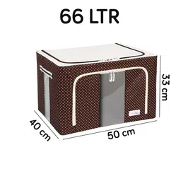 BlushBees Brown Polka Dot Printed Multi-Utility Storage Box With Handles image 2