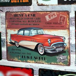 eazy wagon Red & Green Vintage Buick Rent A Car Printed Wall HangingDecor-50