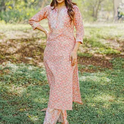 Libas Women Ethnic Motifs Printed Regular Gotta Patti Kurta with Trousers-58