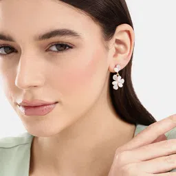 DressBerry Floral Shaped Beads & Stone-Studded Drop Earrings-27