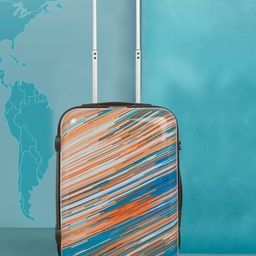 Teakwood Leathers Linear Printed Hard Cabin Trolley Bag 32.2 L-47