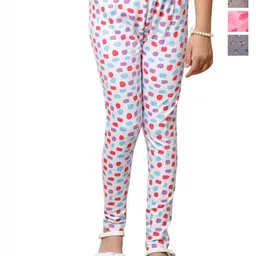 BAESD Girls Pack Of 4 Printed Super Soft Cotton Lycra Ankle Length Leggings-image-1