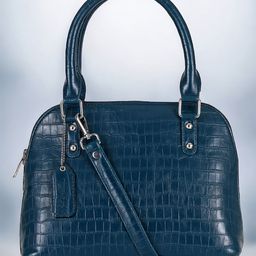 Mast & Harbour Blue Textured Structured Handheld Bag-4