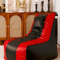 THREADVIBE LIVING Red & Black Double Shaded Lounger Bean Bag With Beans-picture-28