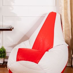 THREADVIBE LIVING White & Red Double Shade Teardrop Bean Bag With Bean-picture-27