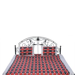 Exotic India Grey & Red Printed 300 TC Queen Cotton Bedsheet with 2 Pillow Covers-30