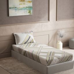 DDecor Green & White Geometric Cotton 150 TC Single Bedsheet with 1 Pillow Cover-image-56