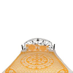 Exotic India Red & White Ethnic Motifs 300 TC Queen Bedsheet with 2 Pillow Covers-image-90